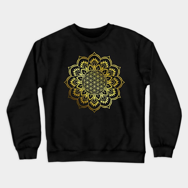 Flower of life Gold Mandala Crewneck Sweatshirt by Bluepress